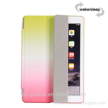 New Arrival Rainbow Color 1 2 6 Folding Pattern Leather Case For Apple Ipad Air